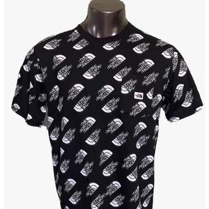 THE NORTH FACE Men’s All Over Print Logo Pocket T-Shirt Black Size LARGE